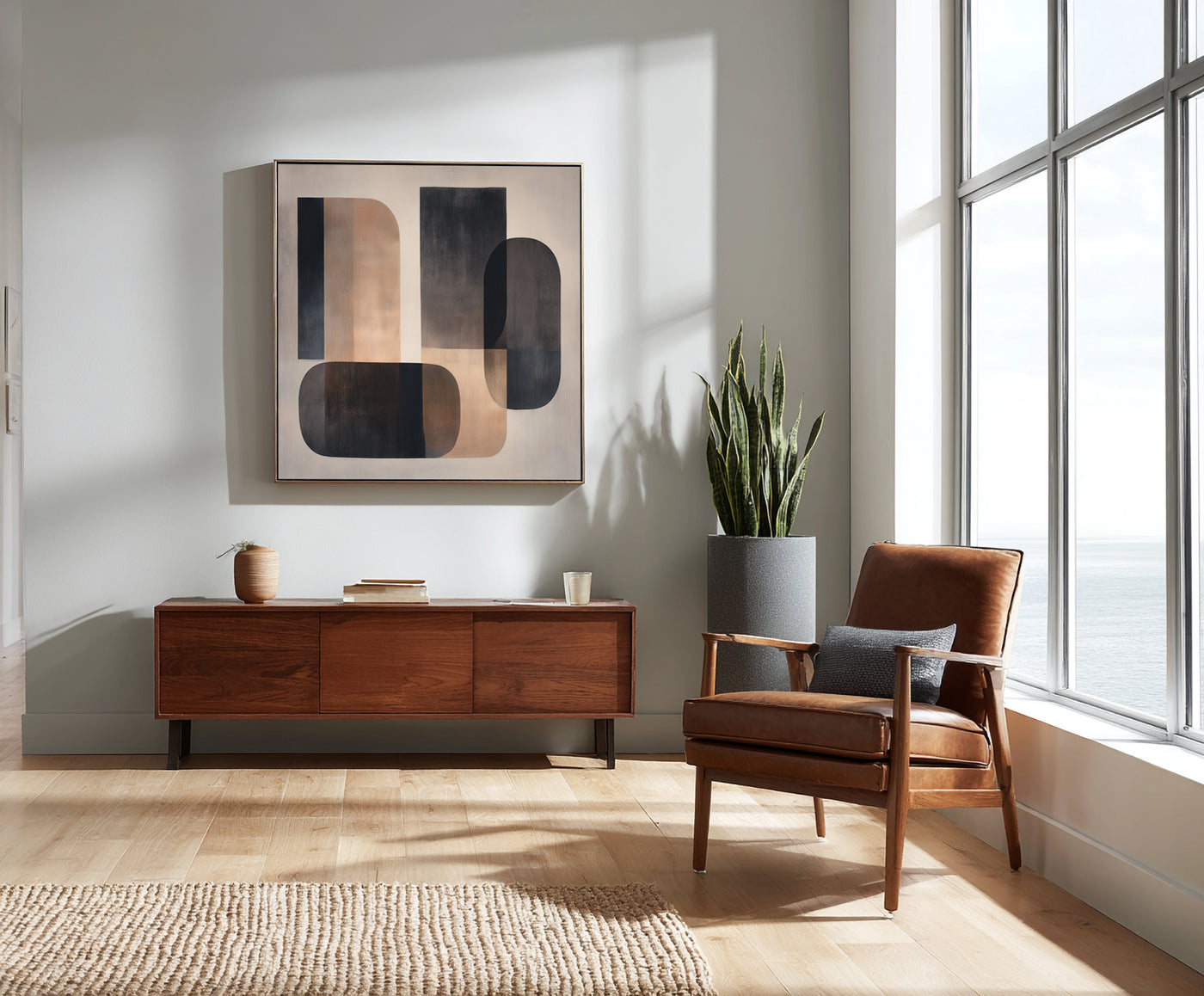 Abstract Black Beige Canvas Art
