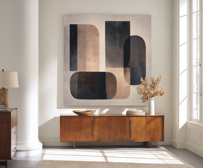 Abstract Black Beige Canvas Art