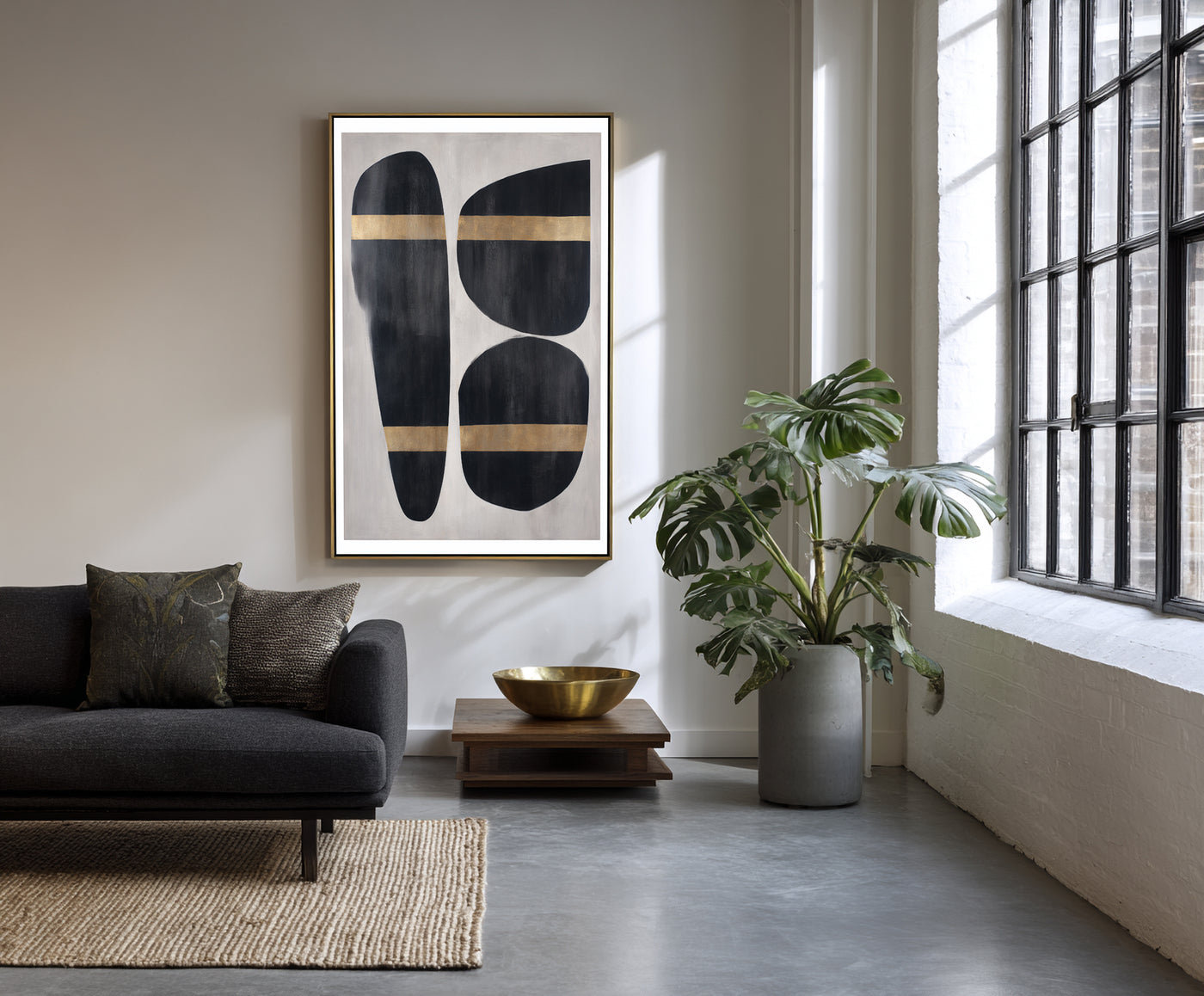 Abstract Black Gold Canvas Art
