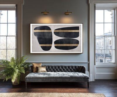 Abstract Black Gold Canvas Art