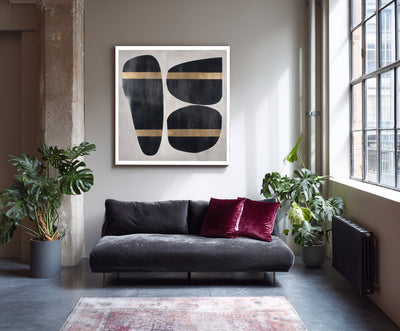 Abstract Black Gold Canvas Art