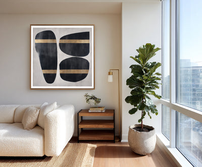 Abstract Black Gold Canvas Art