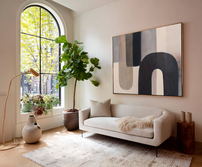 Abstract Black Beige Canvas Art