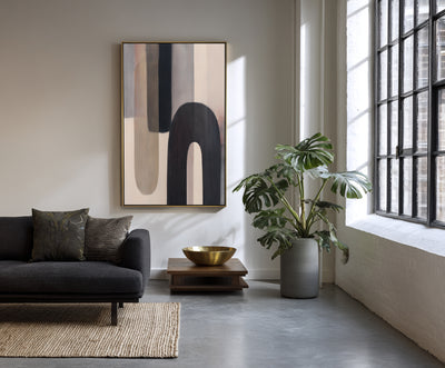 Abstract Black Beige Canvas Art