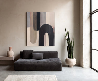 Abstract Black Beige Canvas Art