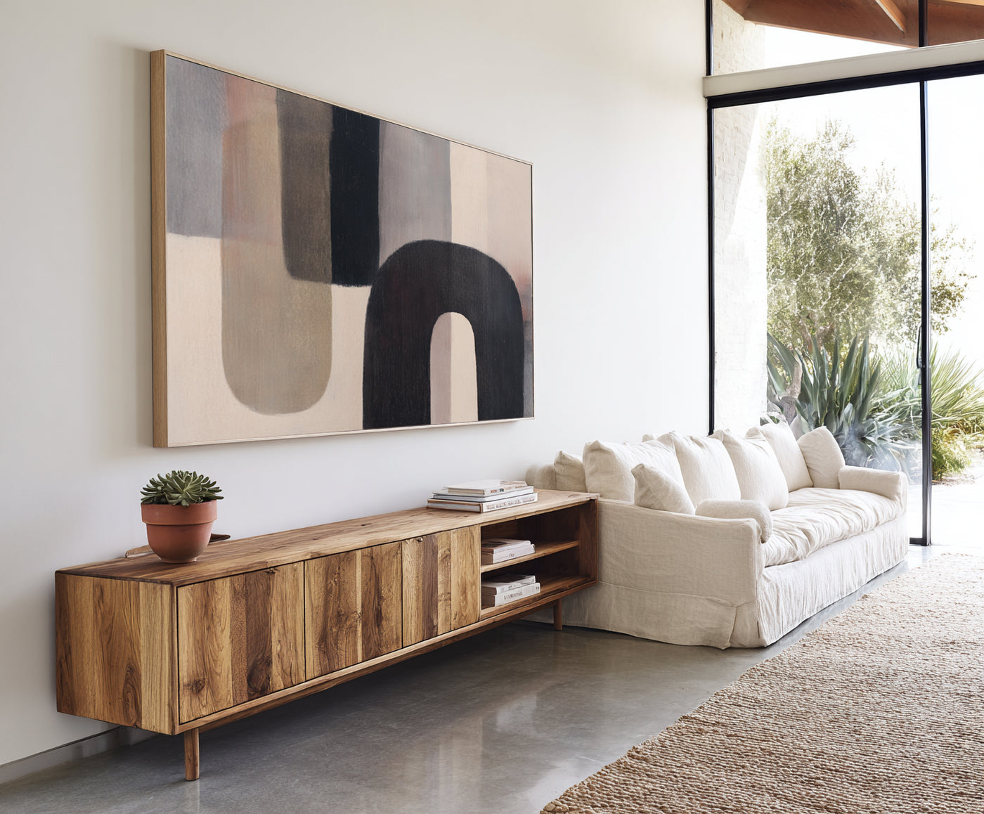 Abstract Black Beige Canvas Art