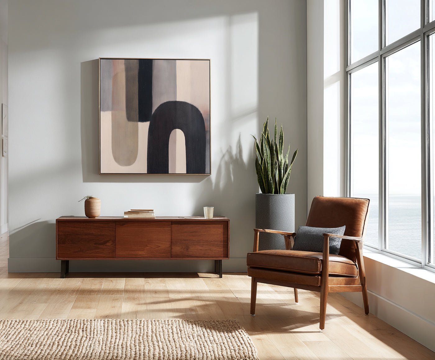 Abstract Black Beige Canvas Art