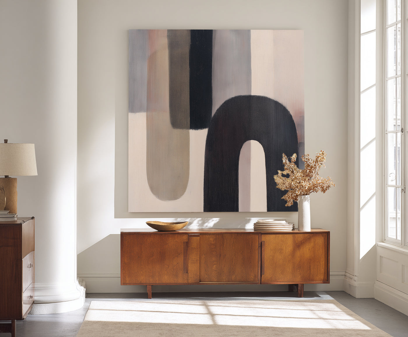 Abstract Black Beige Canvas Art