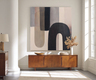 Abstract Black Beige Canvas Art