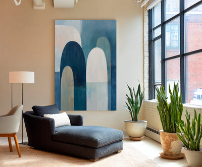 Abstract Blue Geometric Canvas Art