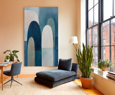 Abstract Blue Geometric Canvas Art