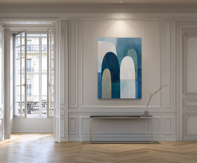 Abstract Blue Geometric Canvas Art