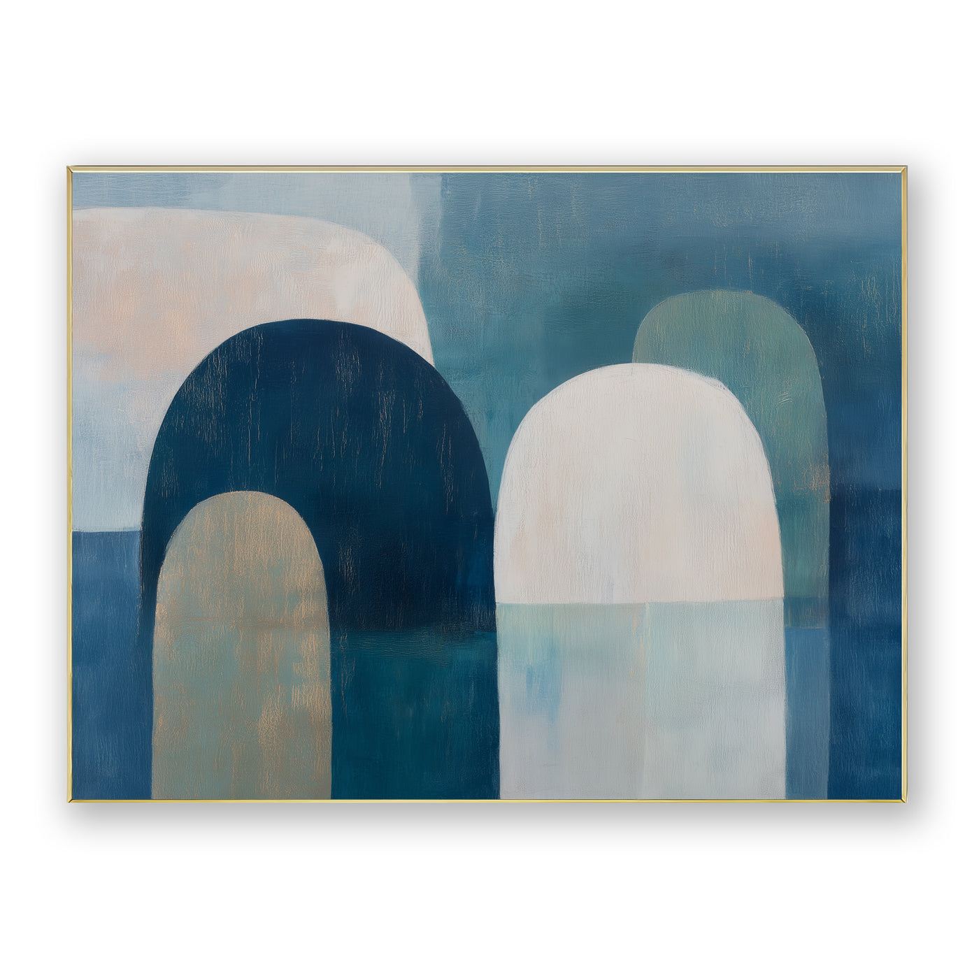 Abstract Blue Geometric Canvas Art