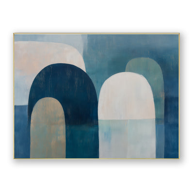 Abstract Blue Geometric Canvas Art