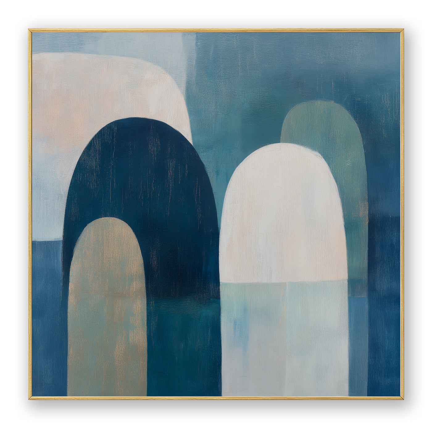 Abstract Blue Geometric Canvas Art