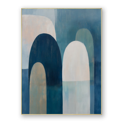 Abstract Blue Geometric Canvas Art