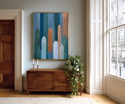 Abstract Blue Copper Canvas Art