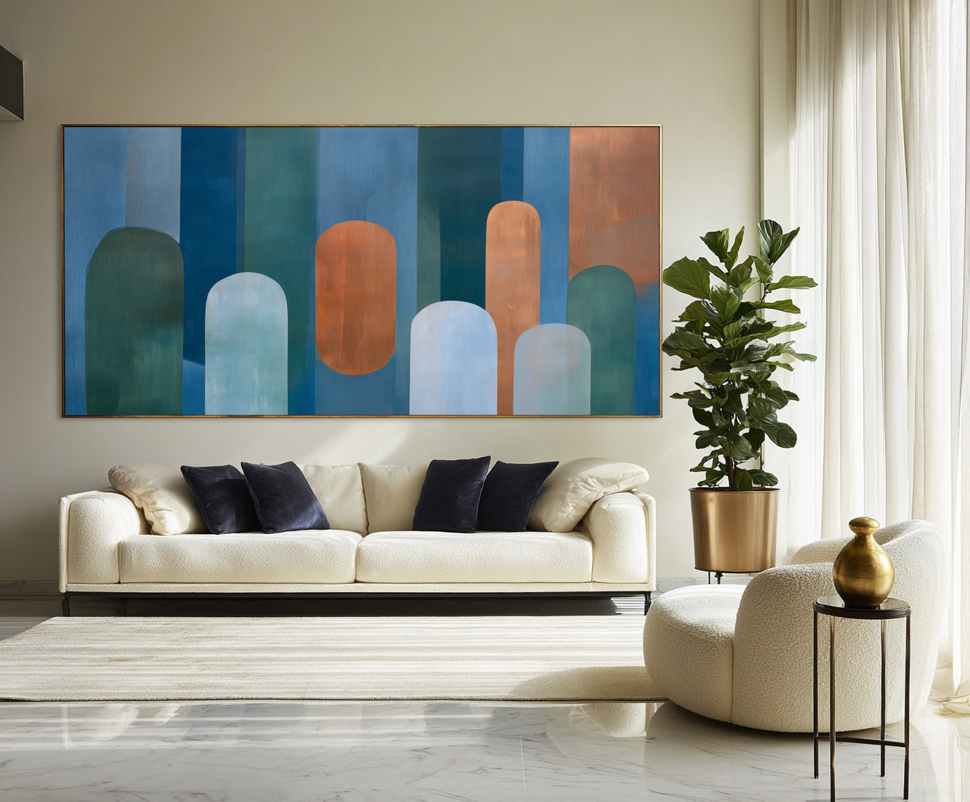 Abstract Blue Copper Canvas Art