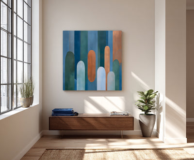 Abstract Blue Copper Canvas Art