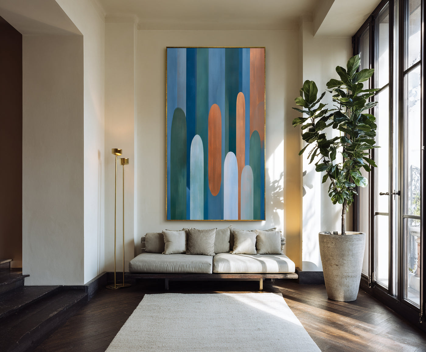 Abstract Blue Copper Canvas Art