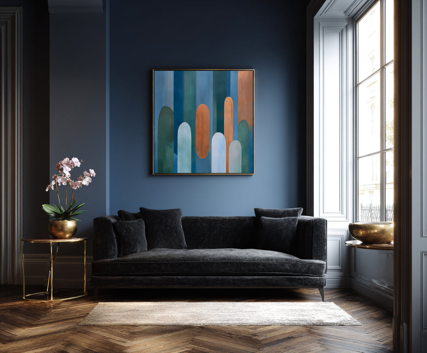 Abstract Blue Copper Canvas Art