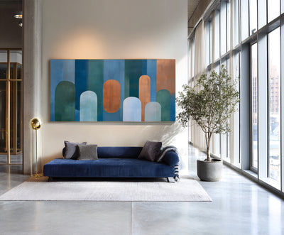 Abstract Blue Copper Canvas Art