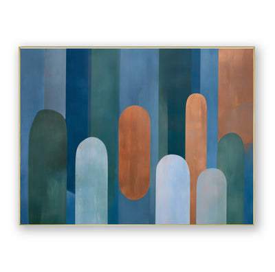 Abstract Blue Copper Canvas Art