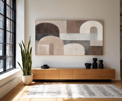 Abstract Beige Brown Canvas Art