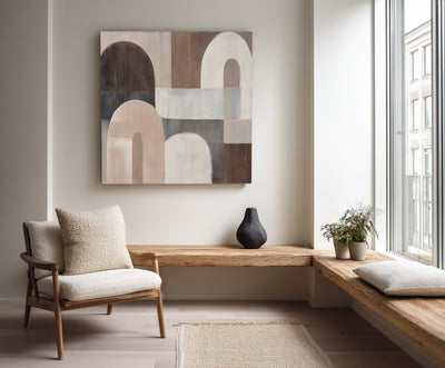 Abstract Beige Brown Canvas Art