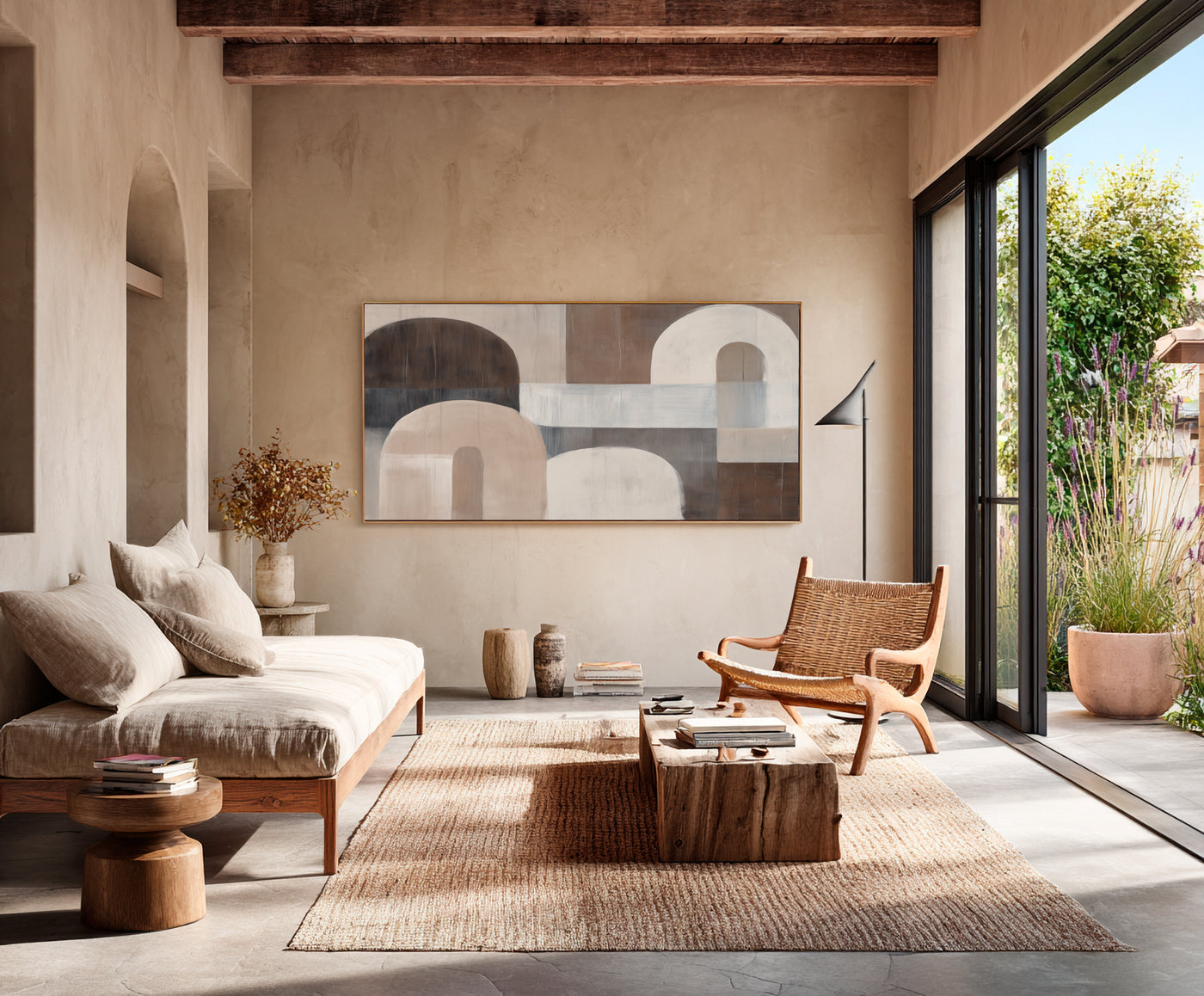Abstract Beige Brown Canvas Art