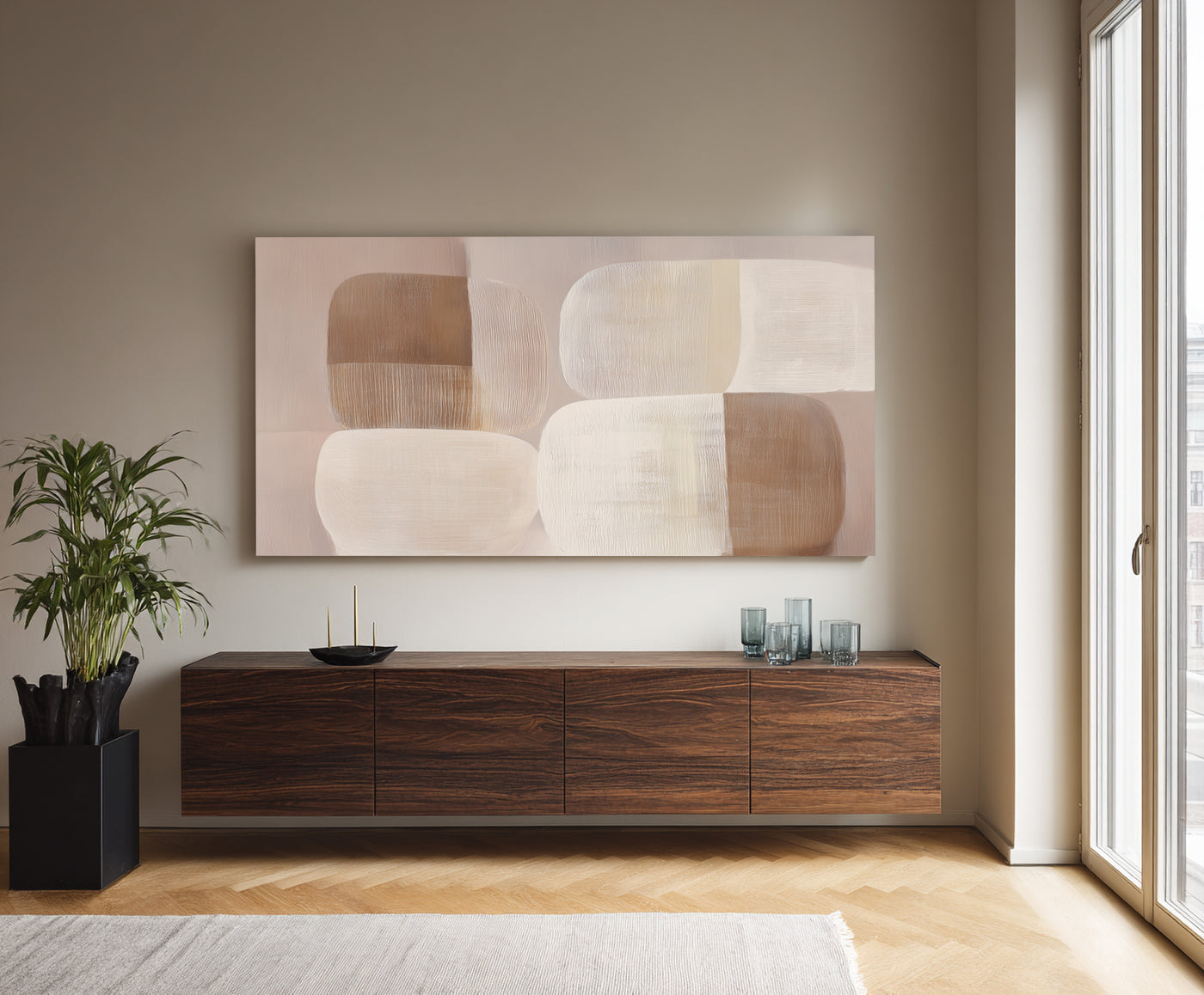Abstract Beige Brown Canvas Art