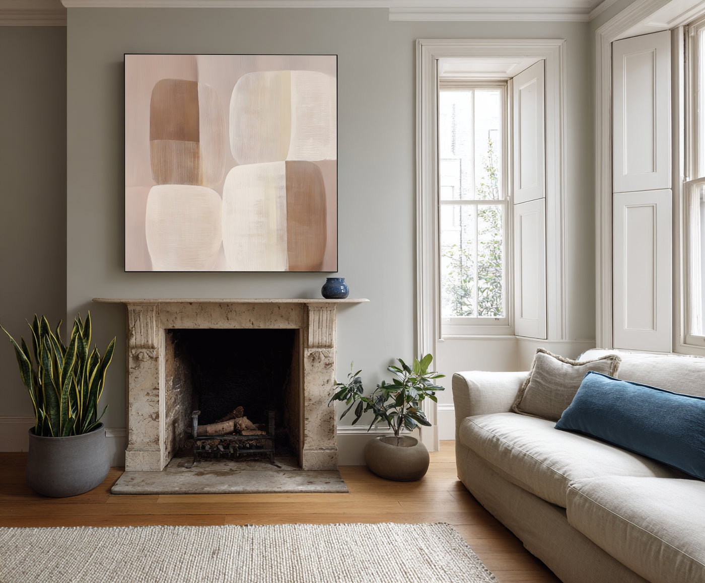 Abstract Beige Brown Canvas Art