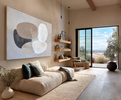 Abstract Beige Gray Canvas Art