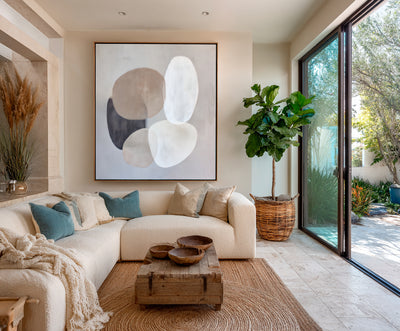 Abstract Beige Gray Canvas Art