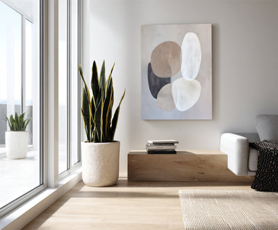 Abstract Beige Gray Canvas Art
