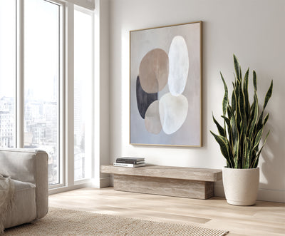 Abstract Beige Gray Canvas Art