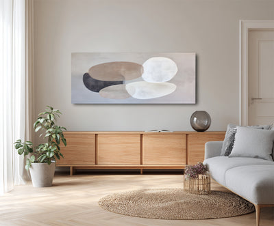 Abstract Beige Gray Canvas Art