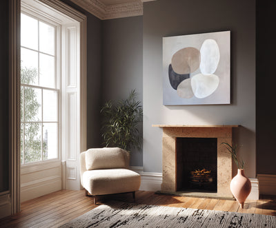 Abstract Beige Gray Canvas Art