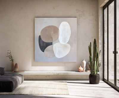 Abstract Beige Gray Canvas Art