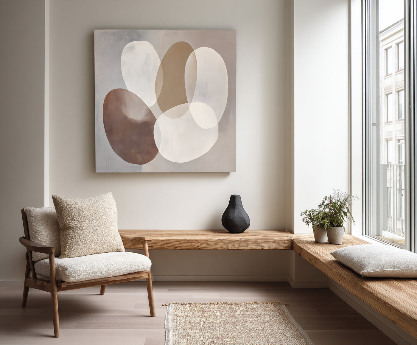 Abstract Beige Brown Canvas Art