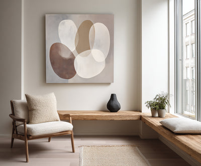 Abstract Beige Brown Canvas Art