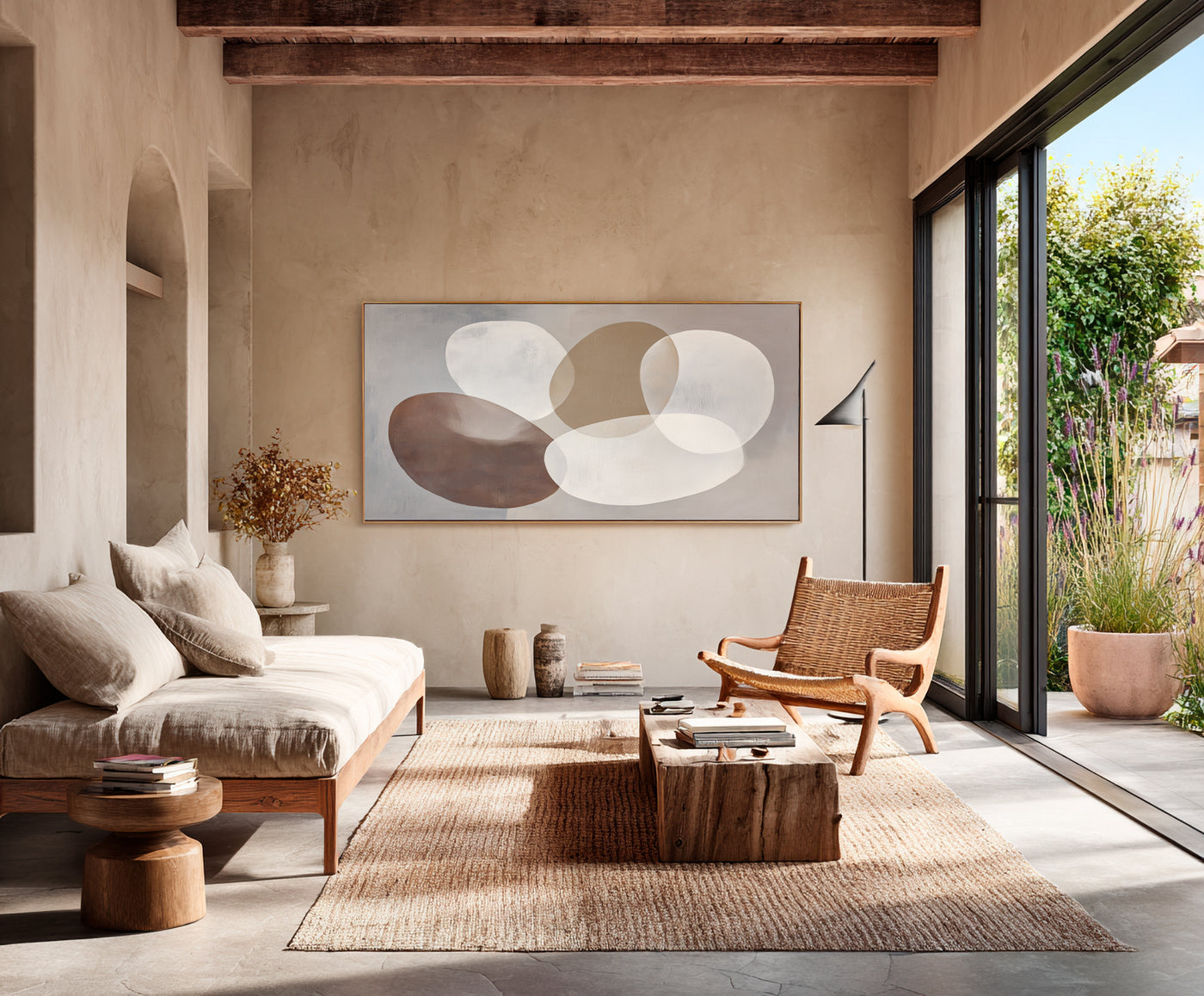 Abstract Beige Brown Canvas Art