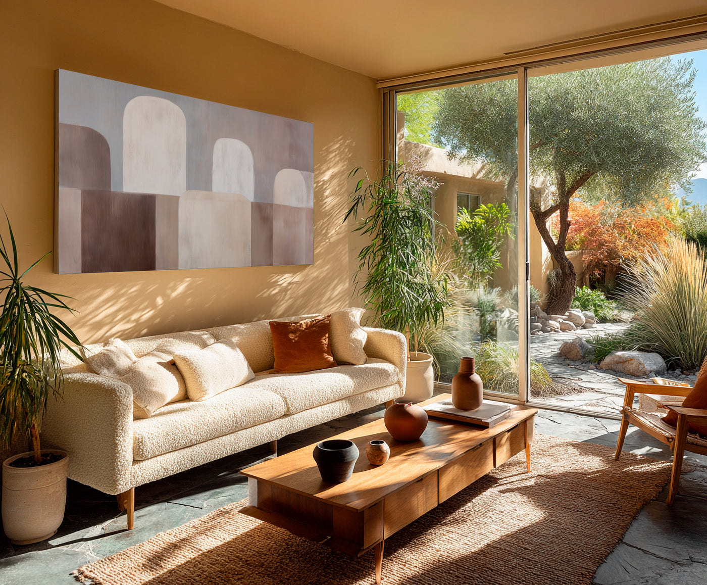 Abstract Beige Brown Canvas Art