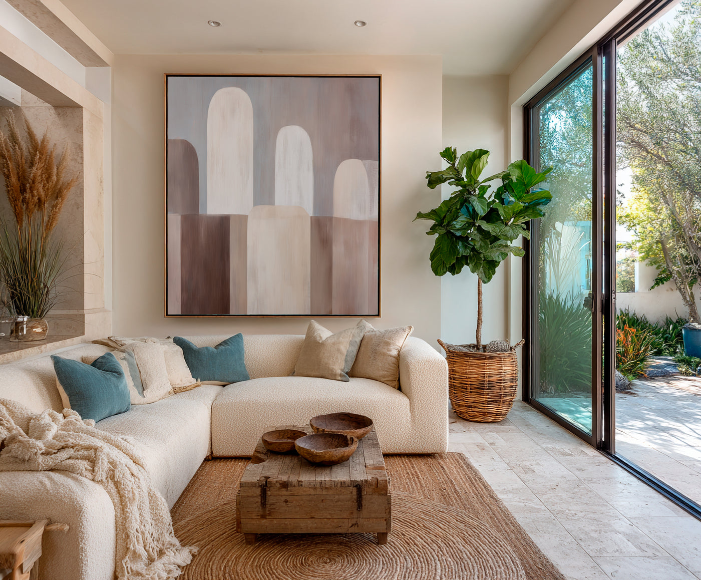 Abstract Beige Brown Canvas Art