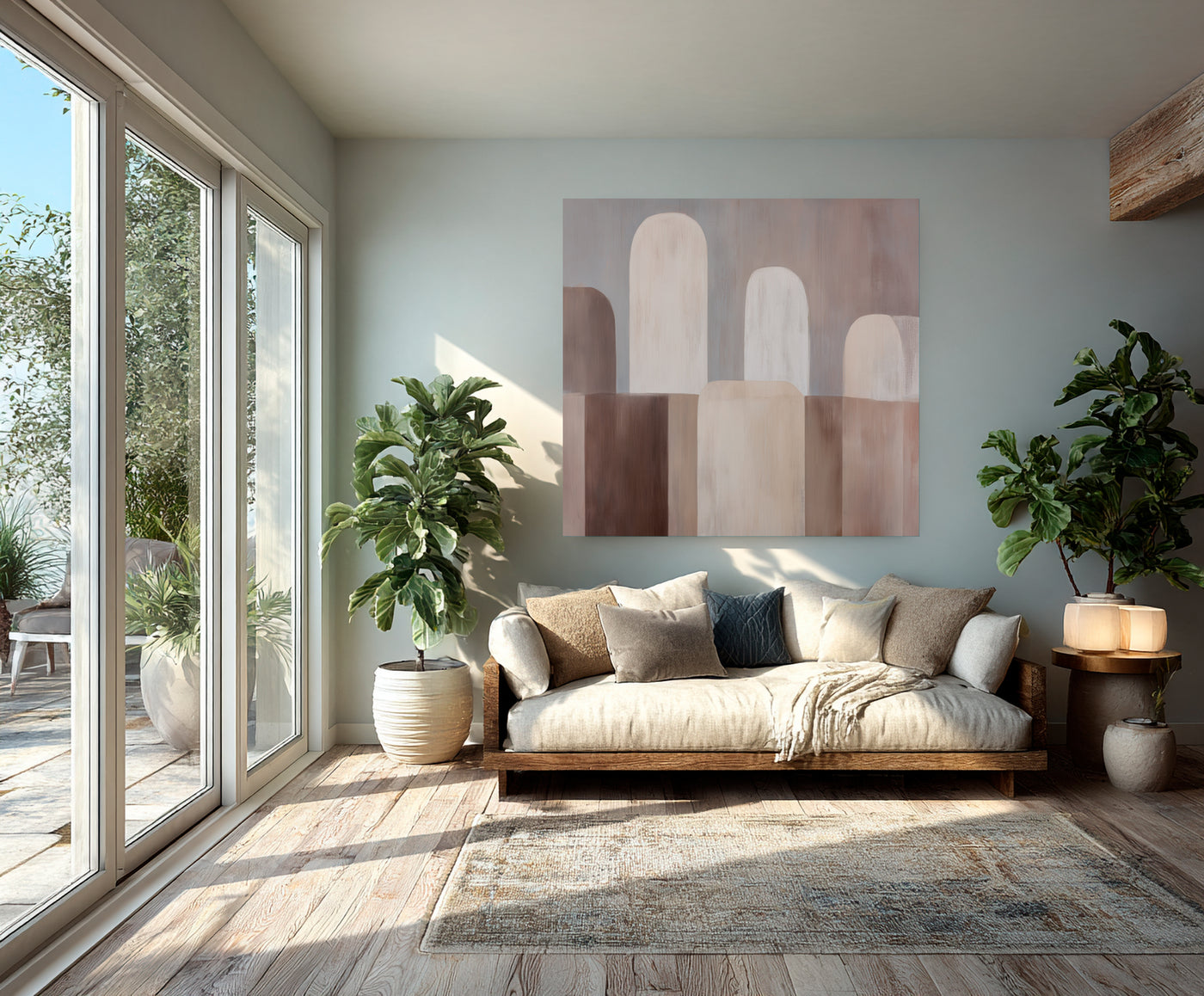 Abstract Beige Brown Canvas Art