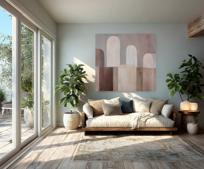Abstract Beige Brown Canvas Art