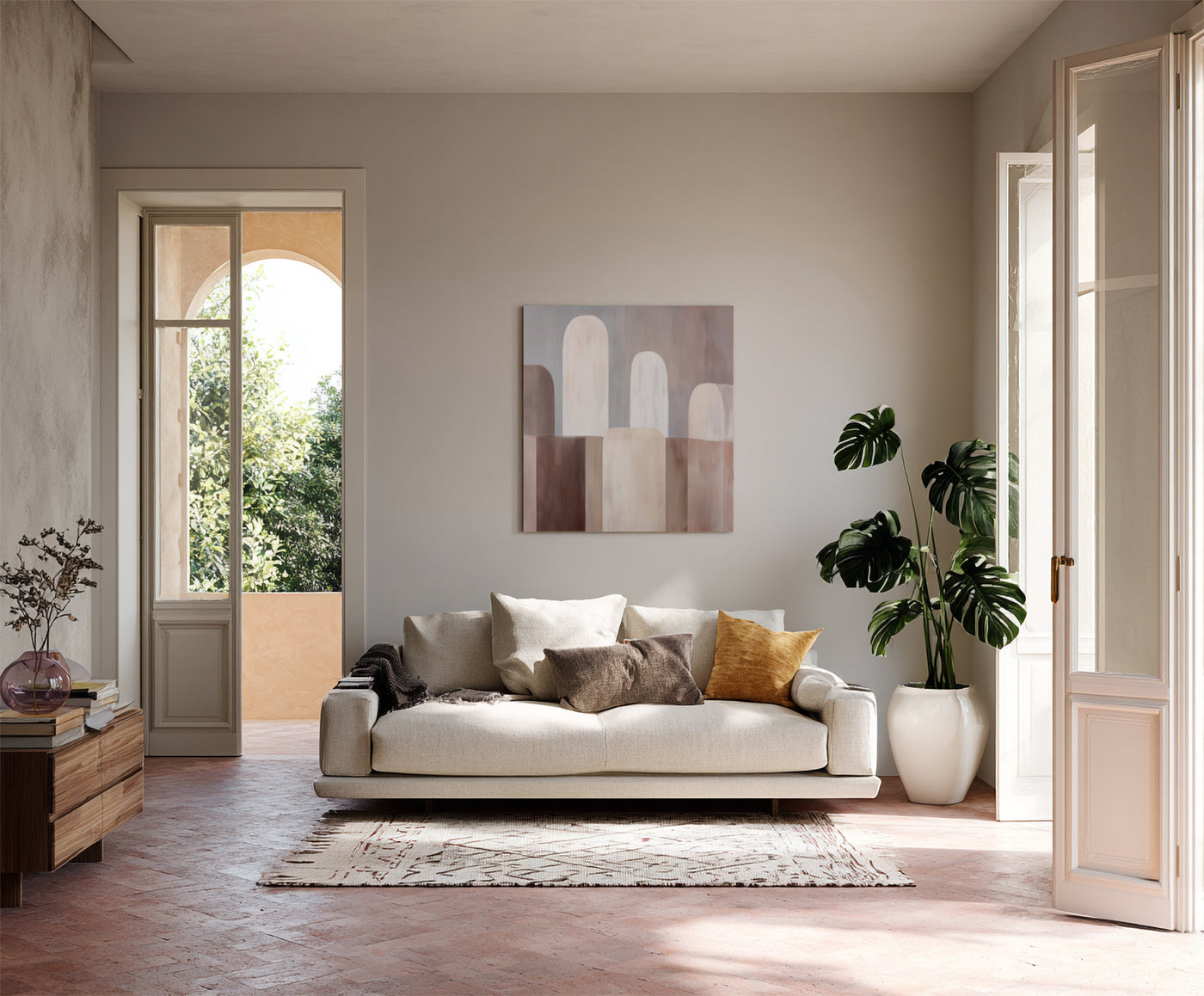 Abstract Beige Brown Canvas Art