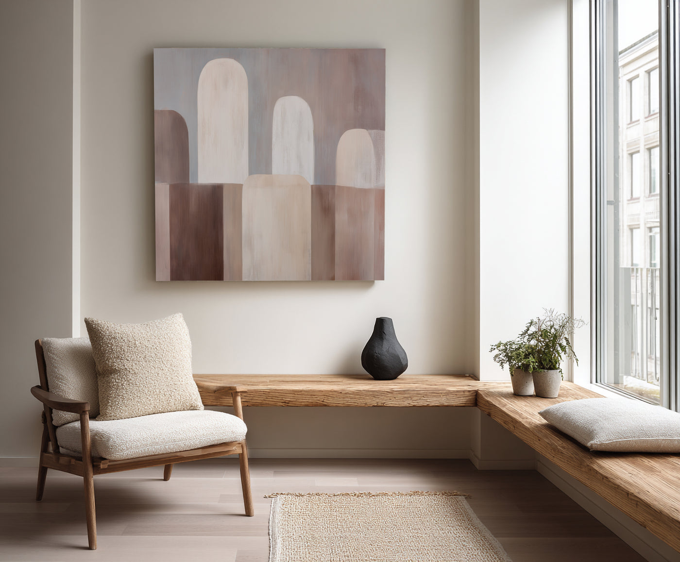 Abstract Beige Brown Canvas Art
