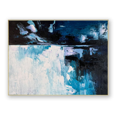 Abstract Blue Black Canvas Art
