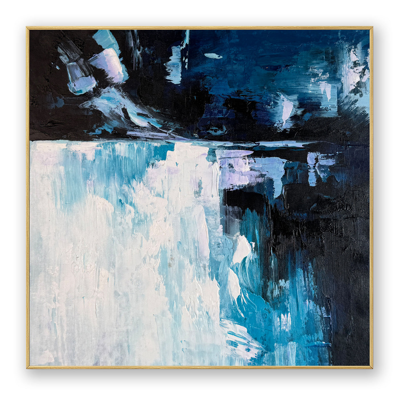 Abstract Blue Black Canvas Art